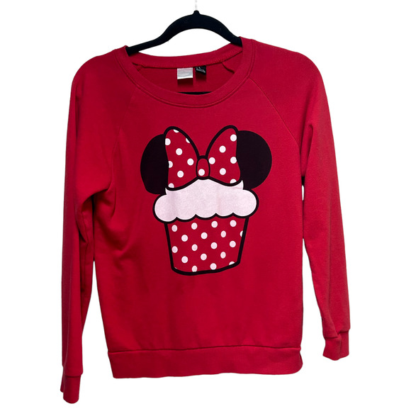 FOREVER 21 Tops - Forever 21 Disney Minnie Mouse Cupcake Pullover Sweatshirt Red Medium